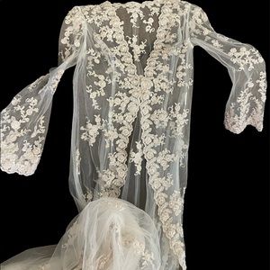 Ivory Bridal Wedding jacket coat robe- L XL